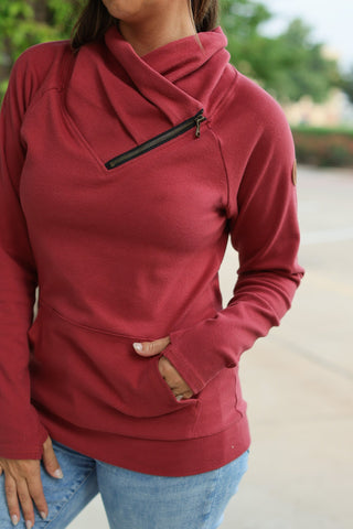 IN STOCK Classic Zoey ZipCowl Sweatshirt - Brick