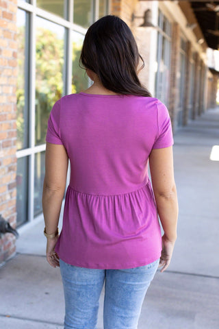 IN STOCK Sarah Ruffle Short Sleeve - Orchid