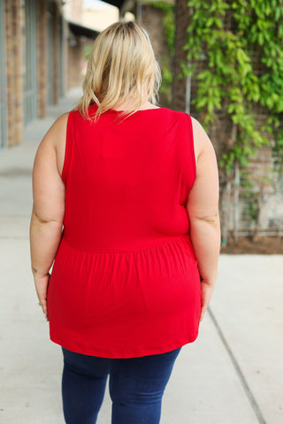 IN STOCK Renee Ruffle Tank - Red