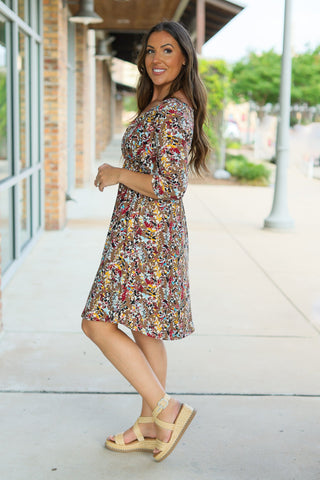 IN STOCK Taylor Dress - Mocha Floral