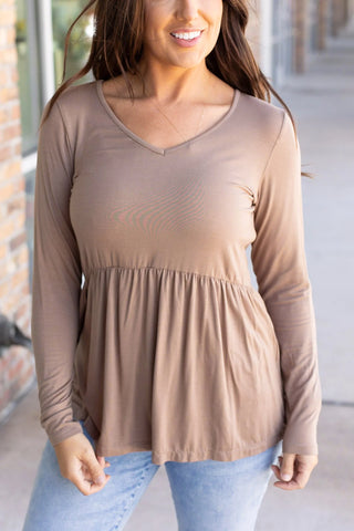 IN STOCK Long Sleeve Sarah Ruffle - Mocha