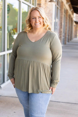 IN STOCK Long Sleeve Sarah Ruffle - Olive