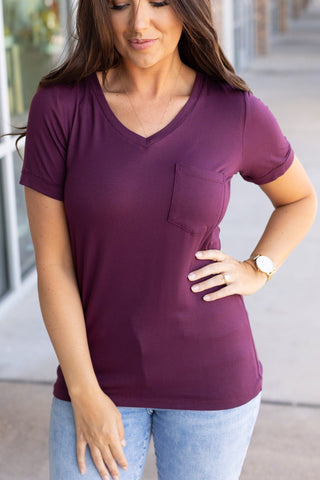 IN STOCK Sophie Pocket Tee - Burgundy