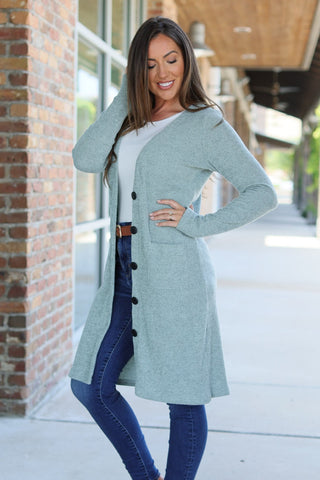 IN STOCK Knit Colbie Ribbed Cardigan - Sage