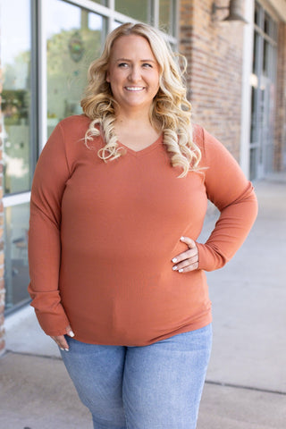 IN STOCK Leah Long Sleeve Top - Pumpkin