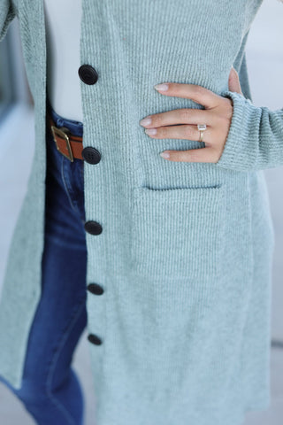 IN STOCK Knit Colbie Ribbed Cardigan - Sage