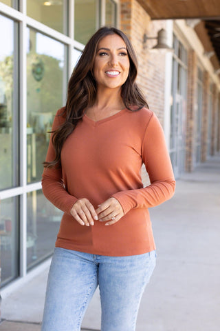 IN STOCK Leah Long Sleeve Top - Pumpkin