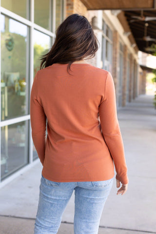 IN STOCK Leah Long Sleeve Top - Pumpkin