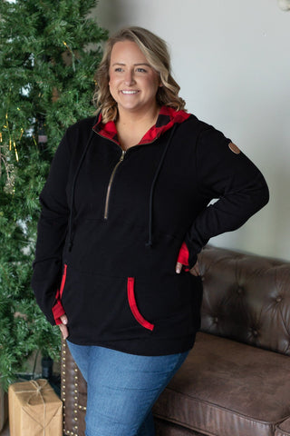 IN STOCK Avery Accent HalfZip Hoodie - Buffalo Plaid