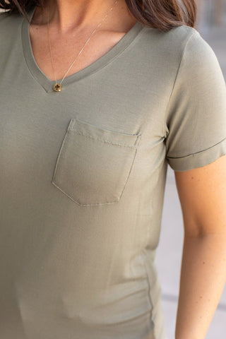 IN STOCK Sophie Pocket Tee - Olive