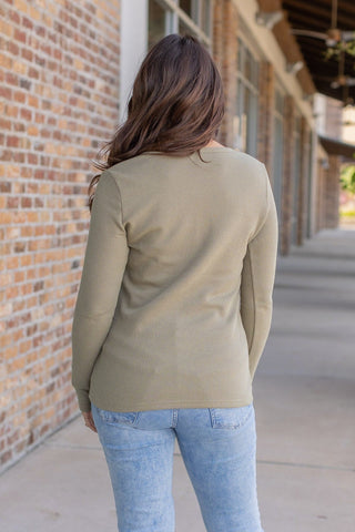 IN STOCK Harper Long Sleeve Henley - Olive