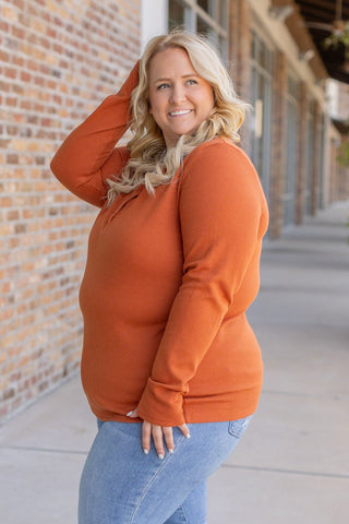 IN STOCK Harper Long Sleeve Henley - Pumpkin