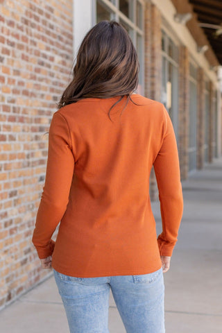 IN STOCK Harper Long Sleeve Henley - Pumpkin