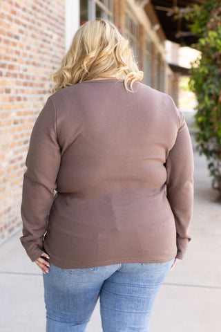 IN STOCK Harper Long Sleeve Henley - Mocha