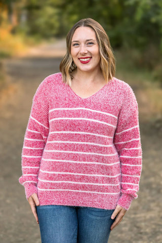 Cozy Striped Sweater - Red IN STOCK