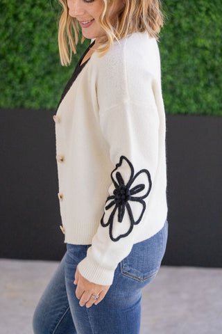 IN STOCK Black Floral Sweater Cardigan