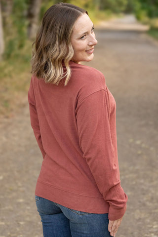 IN STOCK Corrine Ribbed Pullover Top - Terra Cotta