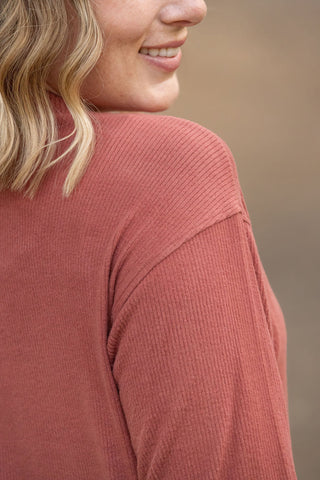 IN STOCK Corrine Ribbed Pullover Top - Terra Cotta