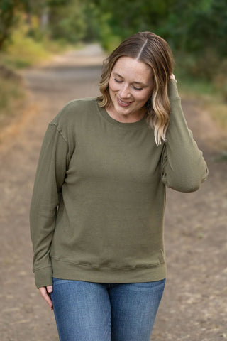 IN STOCK Corrine Ribbed Pullover Top - Olive