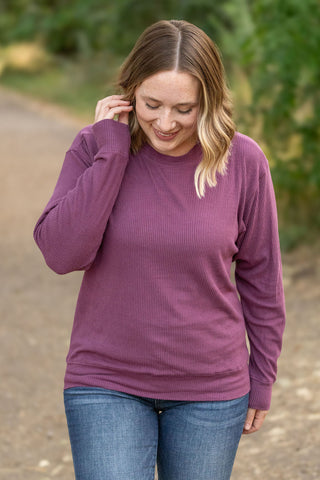 IN STOCK Corrine Ribbed Pullover Top - Plum