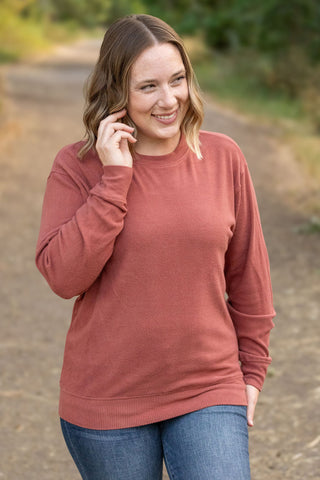 IN STOCK Corrine Ribbed Pullover Top - Terra Cotta