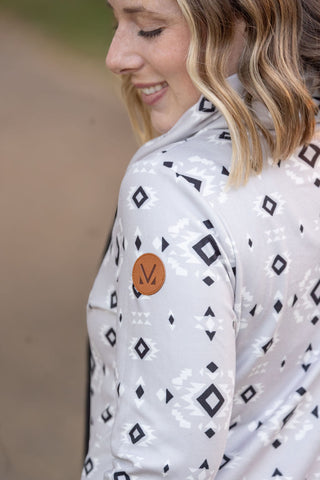 IN STOCK Soft Funnel Neck - Grey Geometric