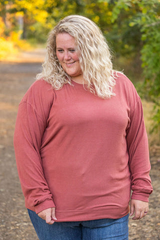 IN STOCK Corrine Ribbed Pullover Top - Terra Cotta