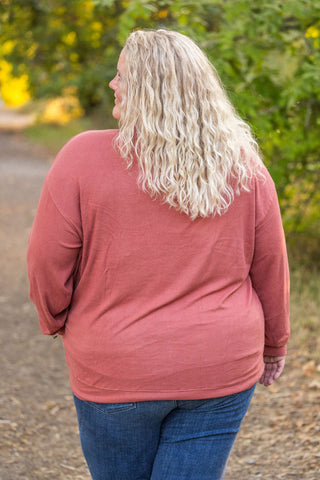 IN STOCK Corrine Ribbed Pullover Top - Terra Cotta