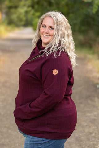 IN STOCK Classic Zoey ZipCowl Sweatshirt - Burgundy