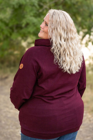 IN STOCK Classic Zoey ZipCowl Sweatshirt - Burgundy