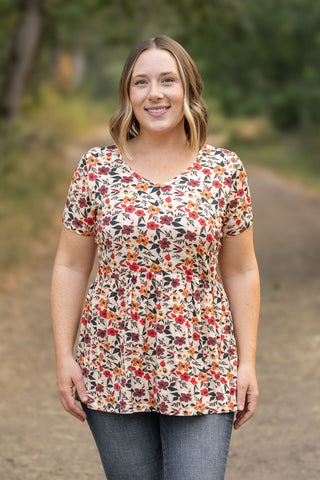 IN STOCK Sarah Ruffle Short Sleeve - Red Floral