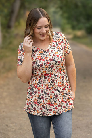 IN STOCK Sarah Ruffle Short Sleeve - Red Floral