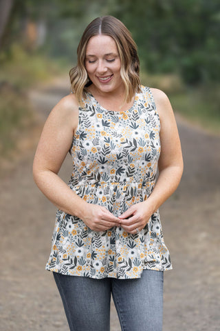 IN STOCK Renee Ruffle Tank - Boho Olive Floral