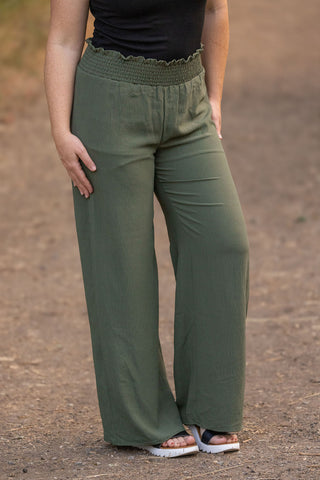 IN STOCK Presley Palazzo Pants - Olive | Women's Wide-Leg Pants