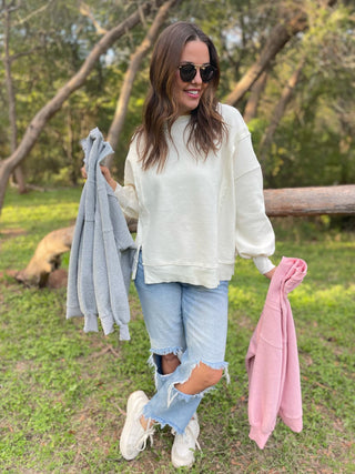 Thinking It Over Waffle Knit Pullover in Three Colors