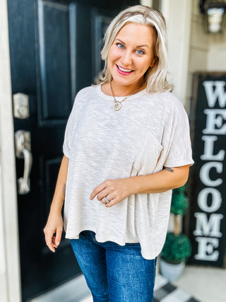 Let Light be Light Drop Shoulder Oversized Tee in Sand Beige