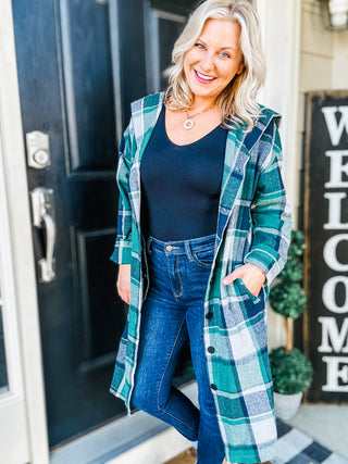 The Perfect Day Plaid Long Line Hooded Shacket