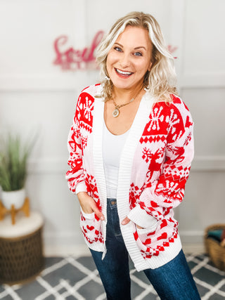 Misteltoe & Holly Pocketed Long Sleeve Cardigan