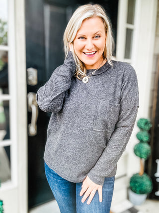 Casual Tuesday Ribbed Knit Sweater in Black