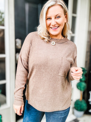 Casual Tuesday Ribbed Knit Sweater in Mocha