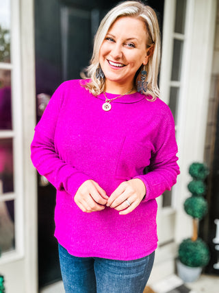 Casual Tuesday Ribbed Knit Sweater in Light Plum