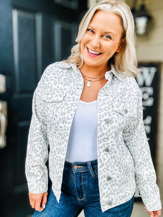 Mild or Wild Leopard Button Up Denim Jacket