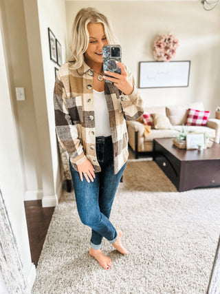 Coffee Date Plaid Button Up Shacket