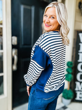 Ocean Dreams Striped Long Sleeve Pullover Top