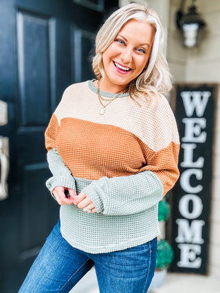 Harvest Party Long Sleeve Waffle-Knit Top