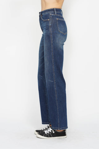 Judy Blue High Waist Tummy Control Wide Leg Straight Jeans