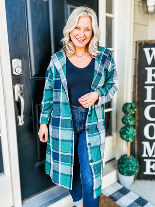 The Perfect Day Plaid Long Line Hooded Shacket