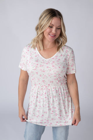 IN STOCK Sarah Ruffle Short Sleeve - Pretty in Pink Floral