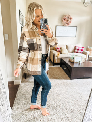 Coffee Date Plaid Button Up Shacket