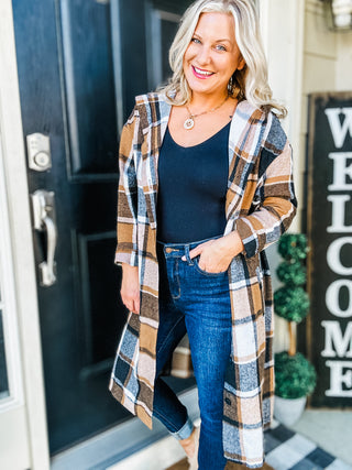 The Perfect Day Plaid Long Line Hooded Shacket